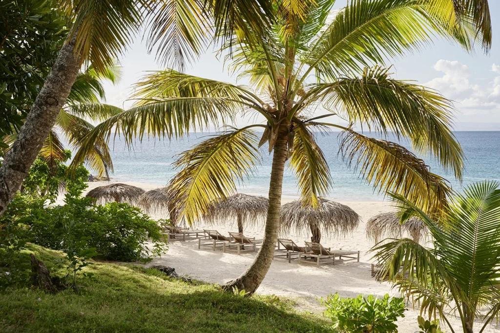 daybeds on the beach at Voaara, Ile Sainte Marie, Madagascar
